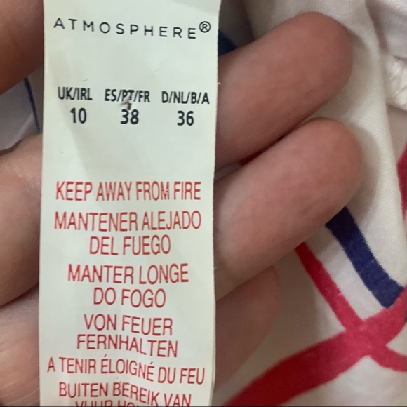 Atmosphere Lightweight Blouse Top Popover Grid Print White Purple Women’s 6 - Picture 11 of 12